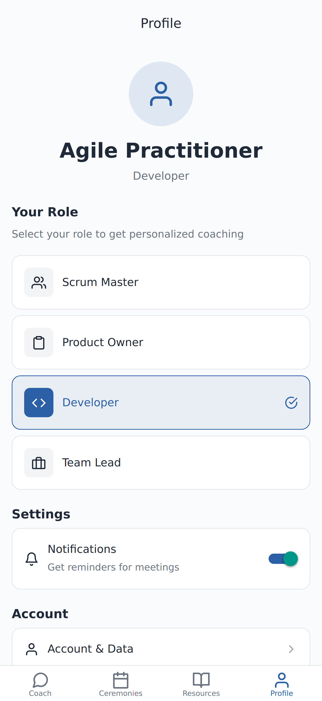 User Profile and Role Settings